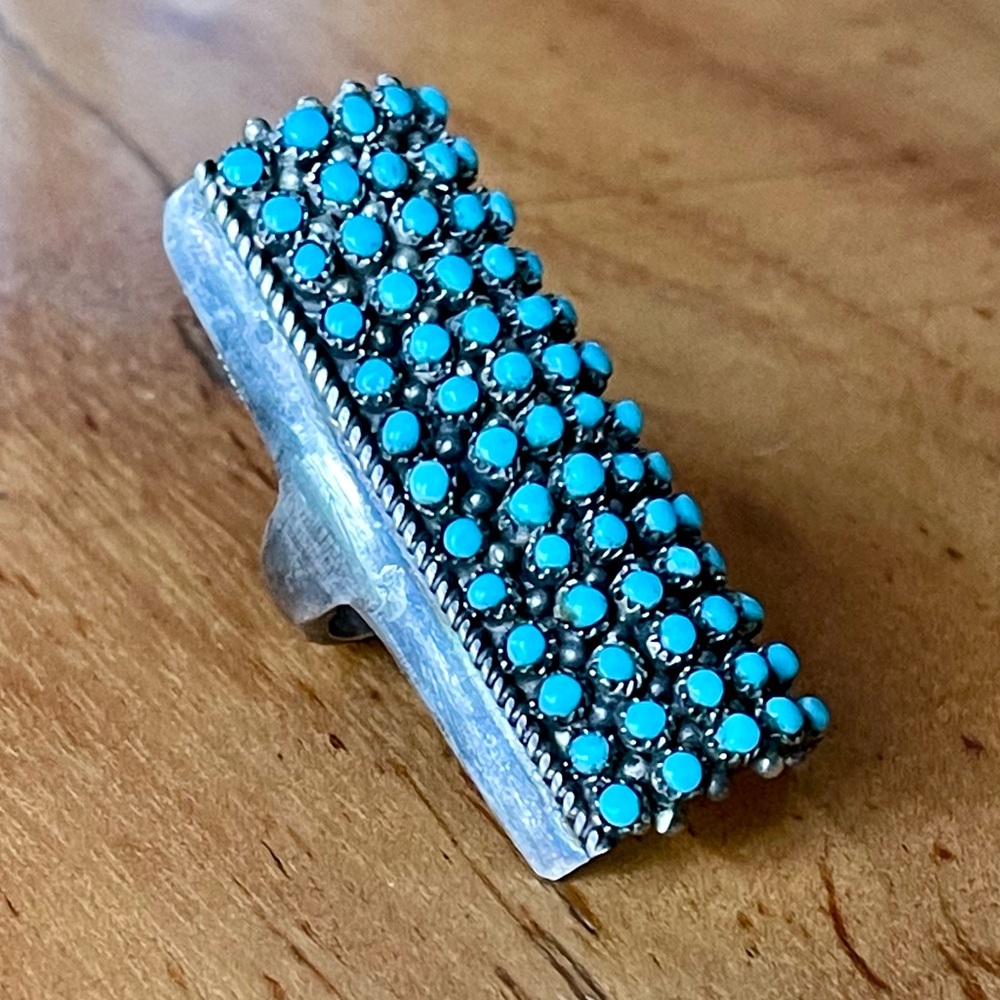 Vintage Peter Haloo Zuni Snake Eye Turquoise Ring